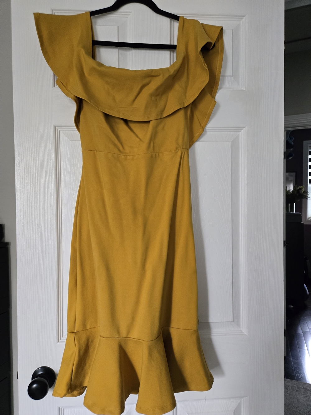 Lulus Mustard Yellow Ruffle-Trim Dress